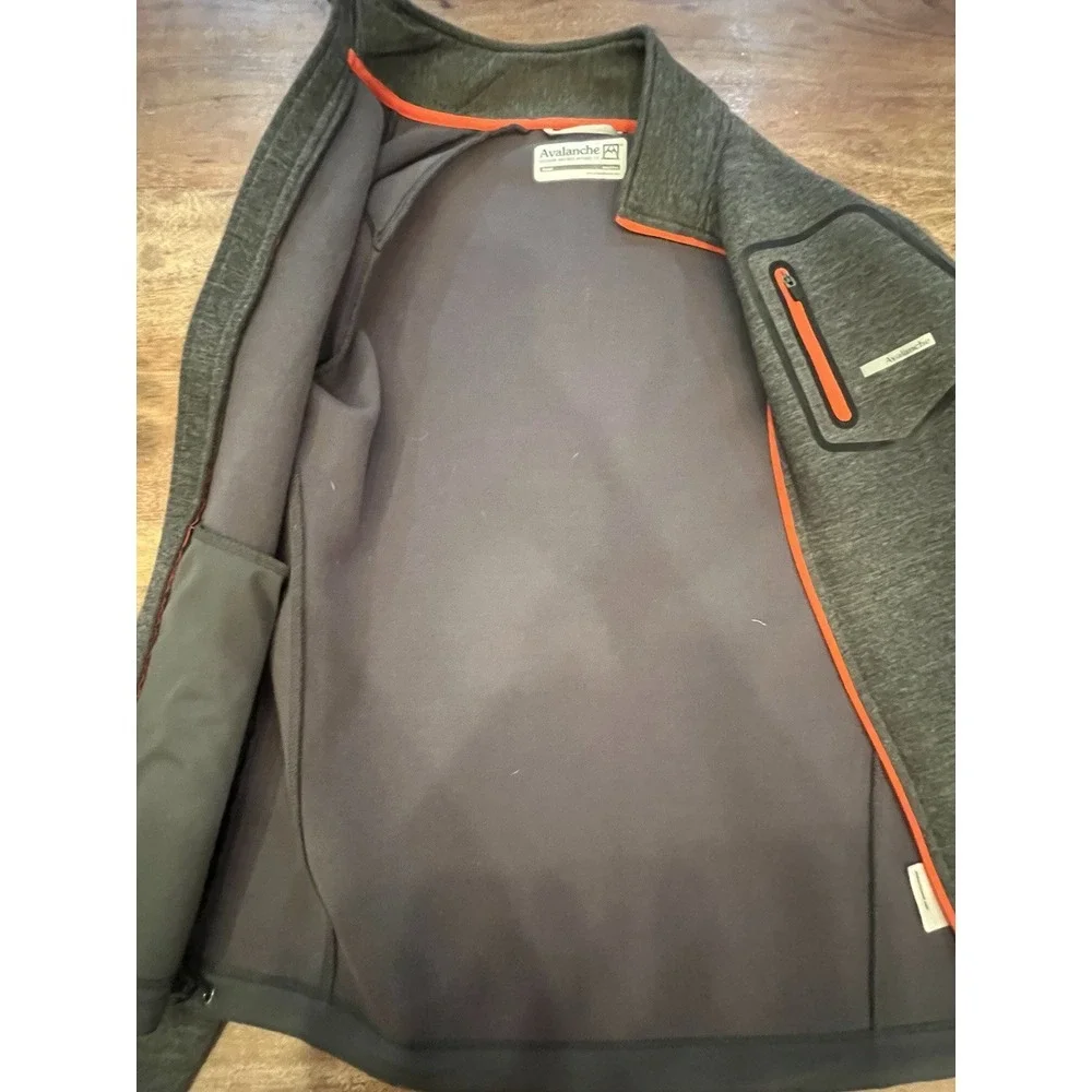 Avalanche Full Zip‎ Cotton Jacket Sweater Mens Size Small Gray Red Zip Pockets